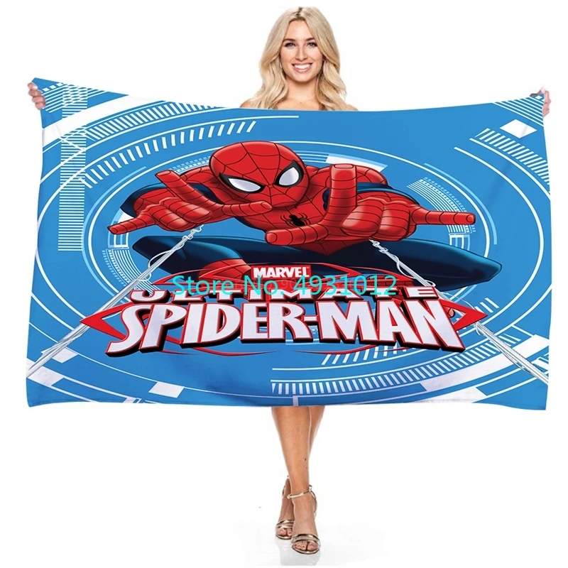 Anime Spiderman Blue Shower Beach Towels Bath Towel Microfiber Washcloth 70cmx140cm 3D Digital Printed Baby Child Kids Gift