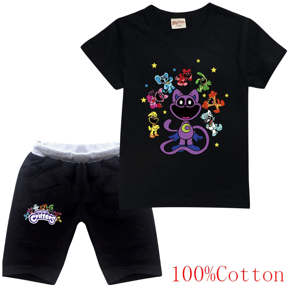 Smilings Critters Cat Kids Clothes Summer Baby Boys Cartoon Catnap Printing T-shirt + Short Pants Girls Casual Sport Tops Set