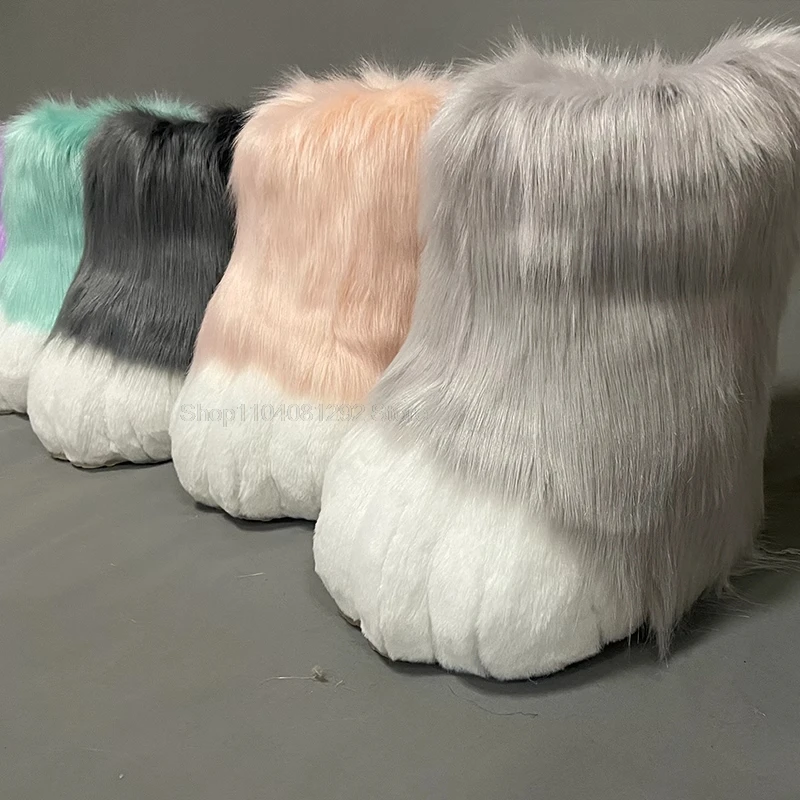 Fursuit Cosplay Paw Shoes Accessories Furry Cosplay Rubbit Cat Boots Cute Fluffy Animal Manga Party Cos Wearable Unisex Costume