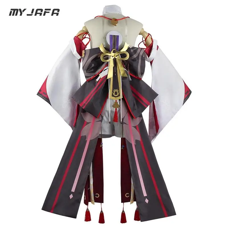 Genshin Auswirkungen Yae Miko Cosplay Kostüm Guuji Yae Phantasie Outfits Kleid Perücke Headwear Ohrringe Ohren Schwanz Spiel Anzug