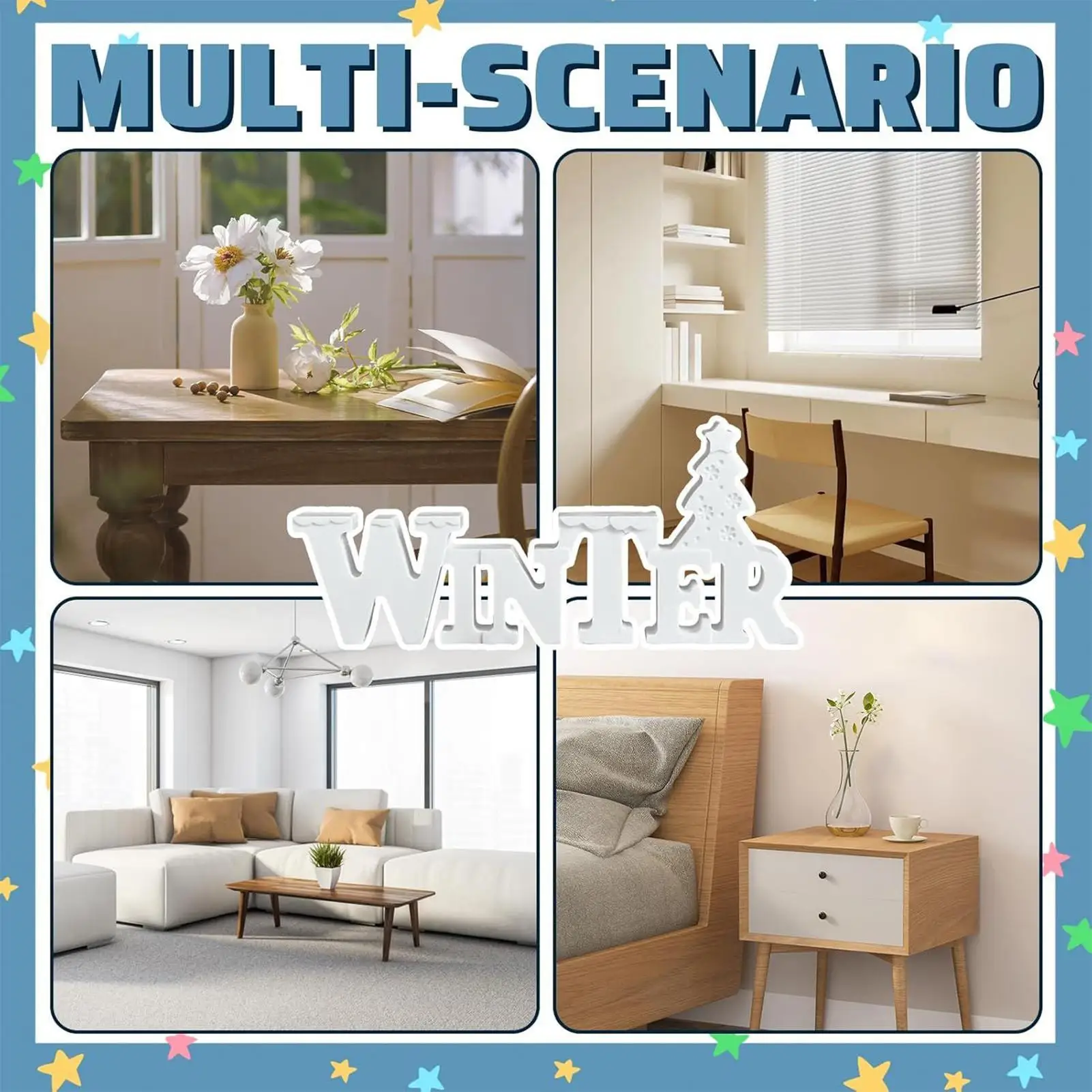 سيليكون الشتاء كلمة قوالب ثلاثية الأبعاد عيد الميلاد سيليكون قالب شمع ديكور موسمي ل أيام الأسبوع مكاتب المدرسة غرفة عنبر سطح المكتب