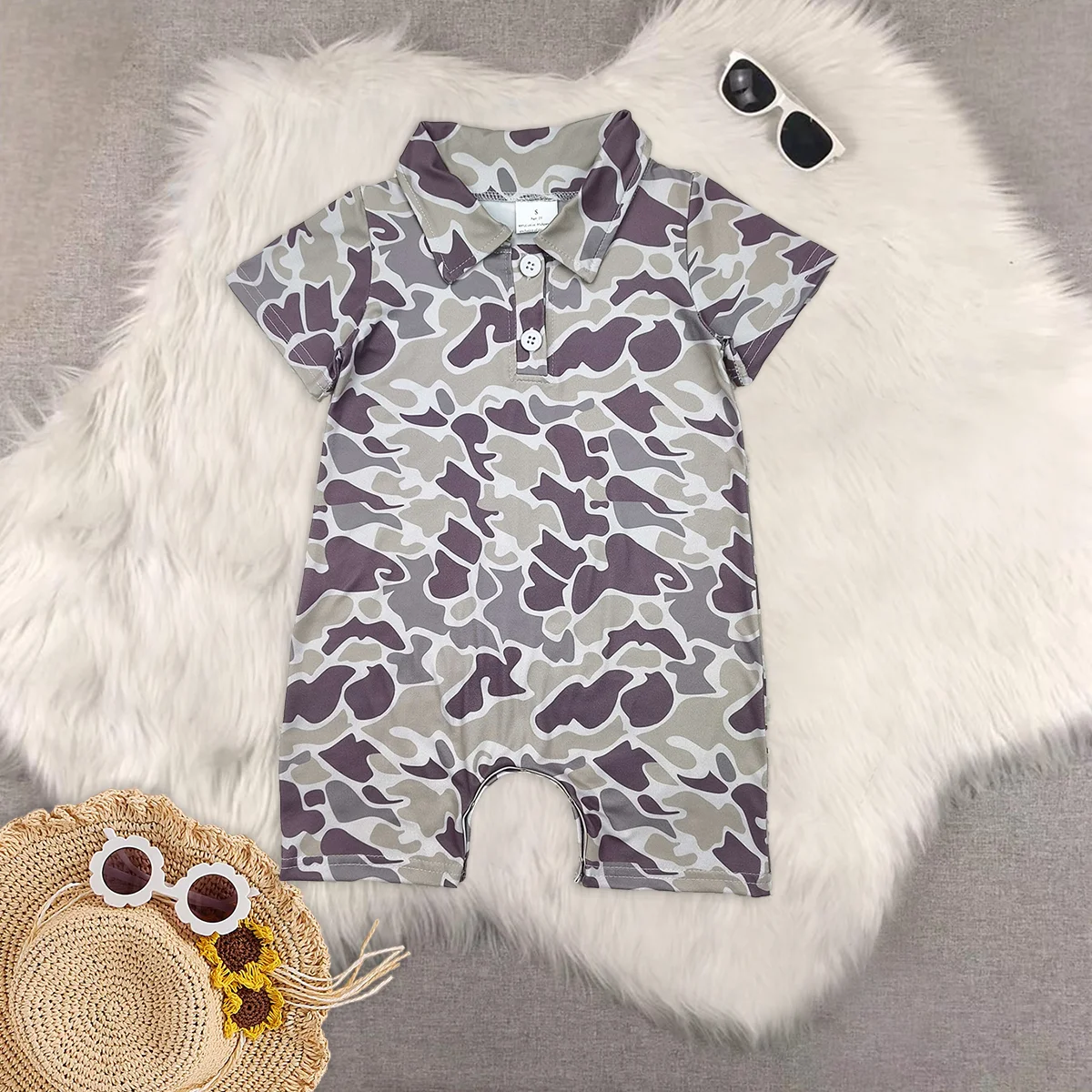 

8.16 летние комбинезоны для маленьких мальчиков, темно-серые камуфляжные комбинезоны на пуговицах с короткими рукавами для маленьких мальчиков