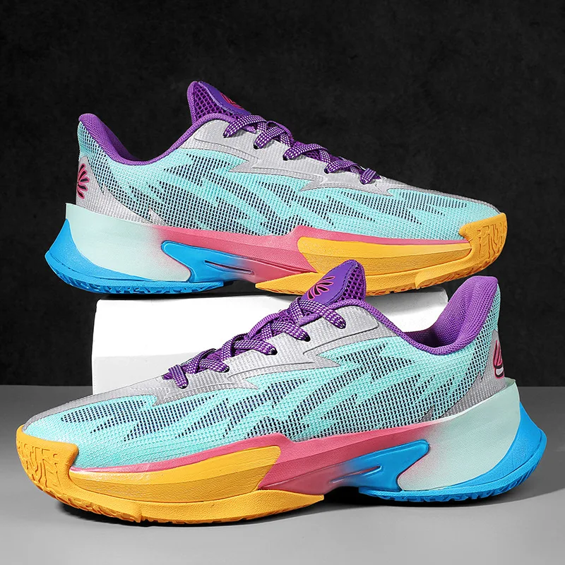 

Basketball Shoes Sports Men's Shoes Youth High Elastic Running Shoes Breathable Practical Training Sneakers Mixed Batch