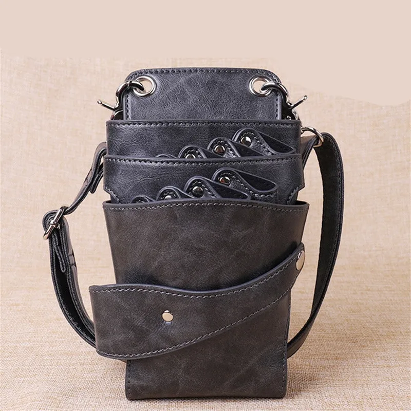 Professional 8 Pocket Black Salon Barber Hair Scissors Bag Scissor Clips Hairdressing Holster Pouch Holder Case Belt