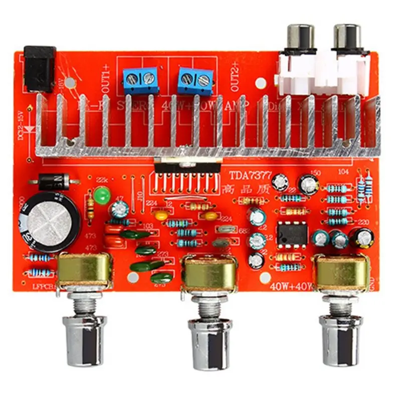 B27B DX-7377 TDA7377 DC12V 40Wx2 Dual Channel Car Stereo Amplifier Board DIY Board With Electroplated Silver Knobs