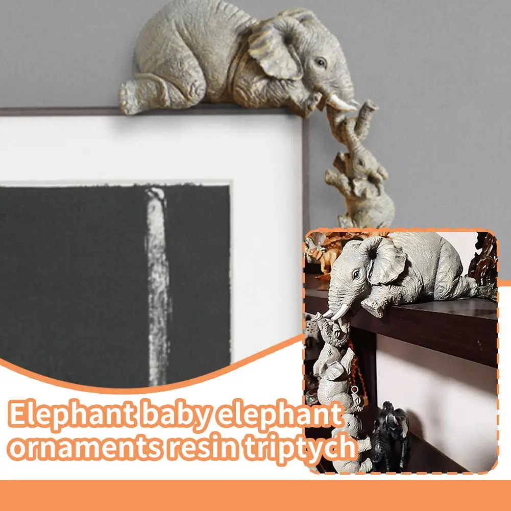 New Elephant Hanging Crafts Artwork Outdoor Courtyard Elephants Horticultural Three Ornaments Resin Sculpture Mother Child I6B8