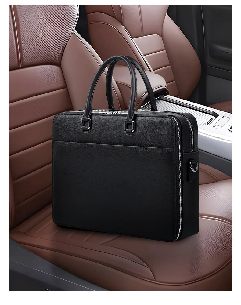 Echtleder Herren-Aktentasche Rindsleder Business Multifunktionale Laptoptasche Große Kapazität Handtasche – Detail 5