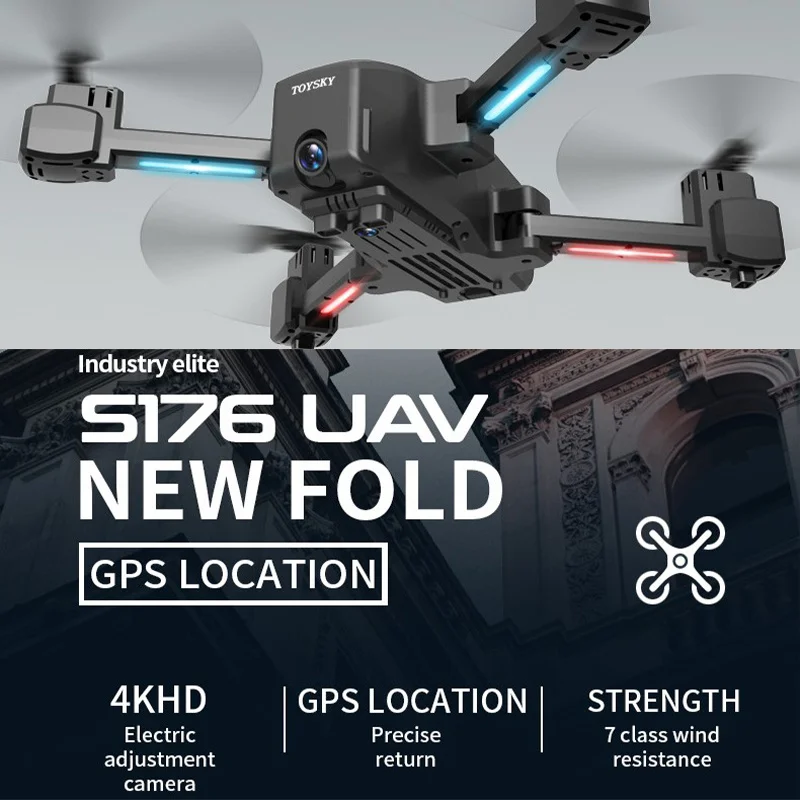 2023 New S176 Gps Rc Drone 4k Dual Cams 5g Wifi Fpv Drone Optical Flow Positioning Rc Quadcopter With Gps + Carry Case Gift Toy