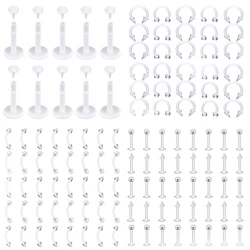 30X Varies Silicone Flexible Horseshoe Nose Eyebrow Ring Bar Ear Labret Monroe Lip Stud Retainer Piercing 16g 1.2mm