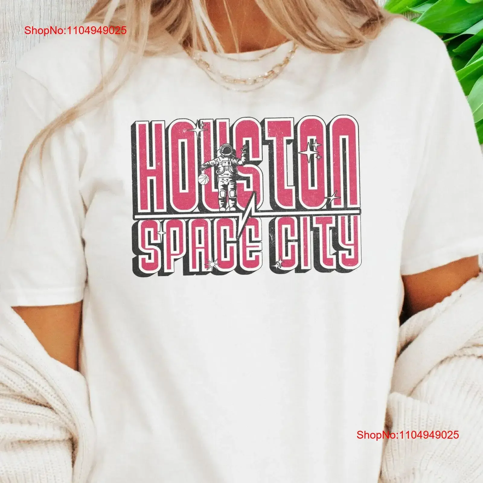 Camiseta de baloncesto de Houston Space City Vintage Rocket Game Day vintage ropa de calle con gráfico lavado elegante estirado versátil