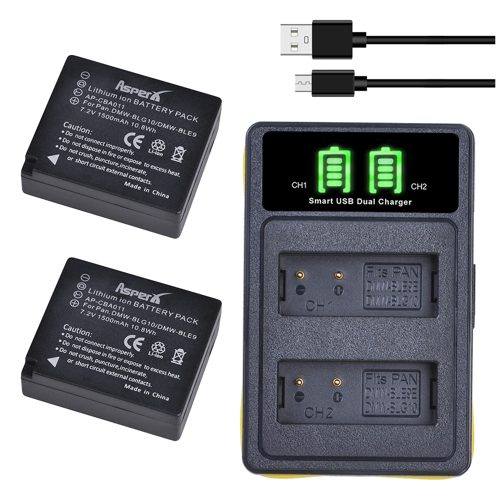 2x DMW-BLG10 DMW BLG10 BLG10e BLE9 Battery Li-ion Bateria + LED USB Dual Charger for Panasonic LUMIX GF5 GF6 GX7 LX100 GX80 GX85