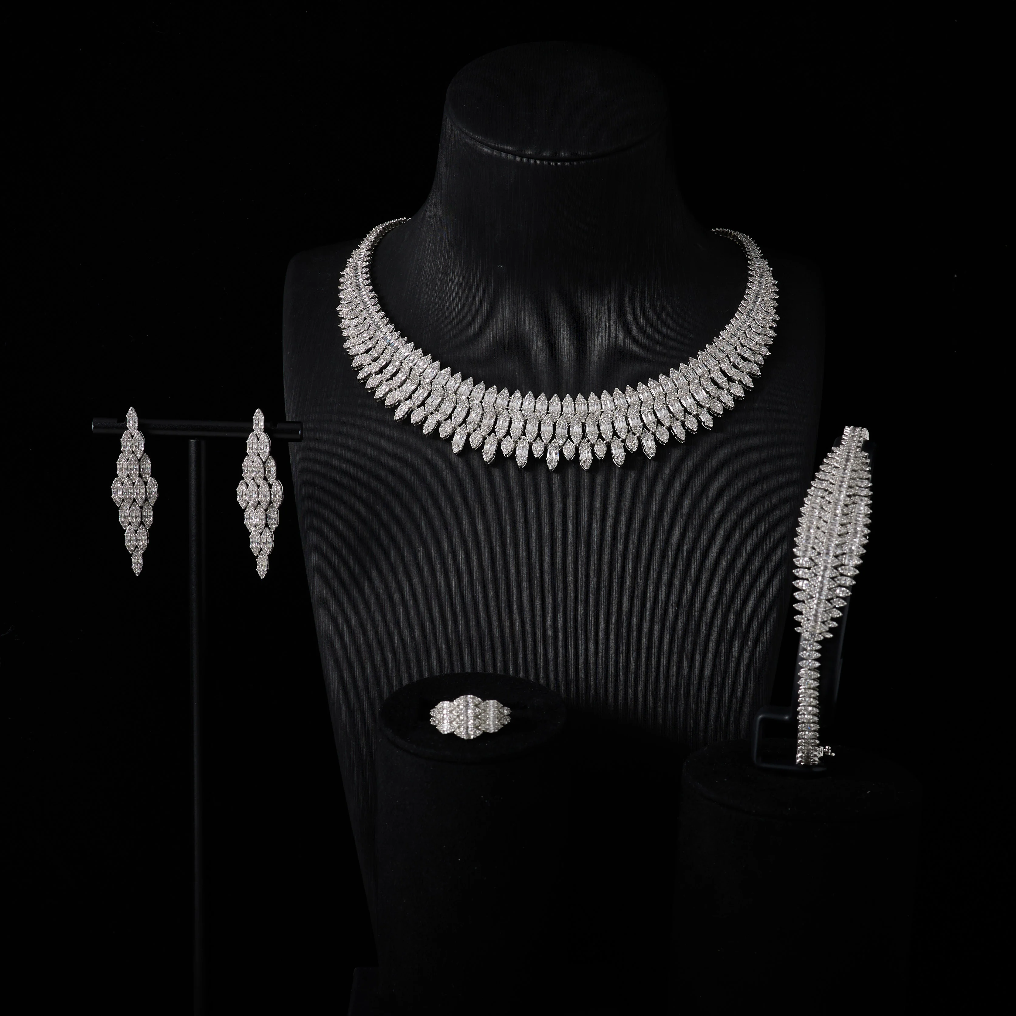 00061 Bridal Cubic Zirconia Necklace Set for Women Dubai Jewelry Sets  Wedding Jewelry Wedding & Engagement Accessories