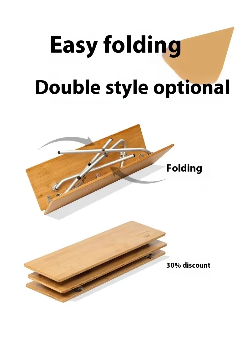 Mountainhiker Outdoor Camping Bamboo Folding Table Portable Folding Table Outdoor Dining Table Picnic BBQ Table Quick Storage