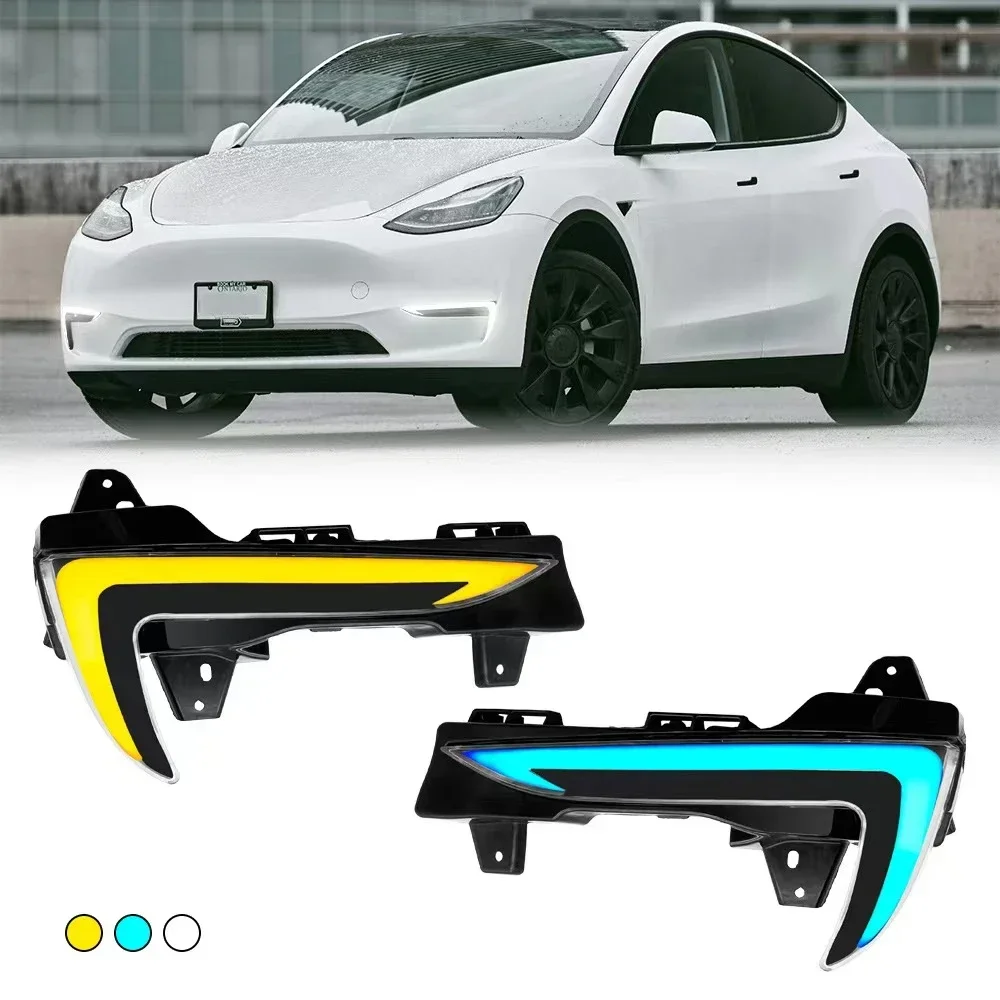 

For Tesla Model 3 Model Y LED DRL Daytime Running Light With Turn Signal Light Fog Driving Lamp Daylight Kit