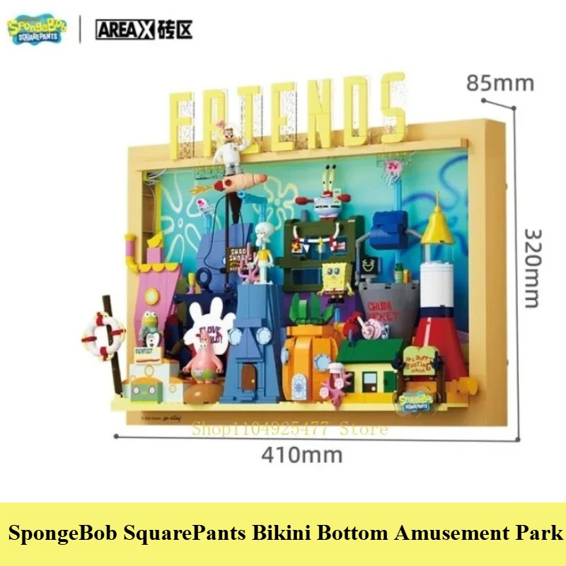 

AREA-X SpongeBob Street Scene Hanging Painting Small Particle Building Block Assembly DIY Puzzle Toy Model Birthday Gift Toys