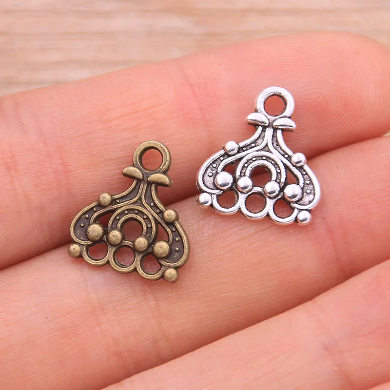 50PCS 13*14mm Wholesale New Product Two Color Small Porous Hollow Charms Connector Jewelry Metal Alloy DIY Marking