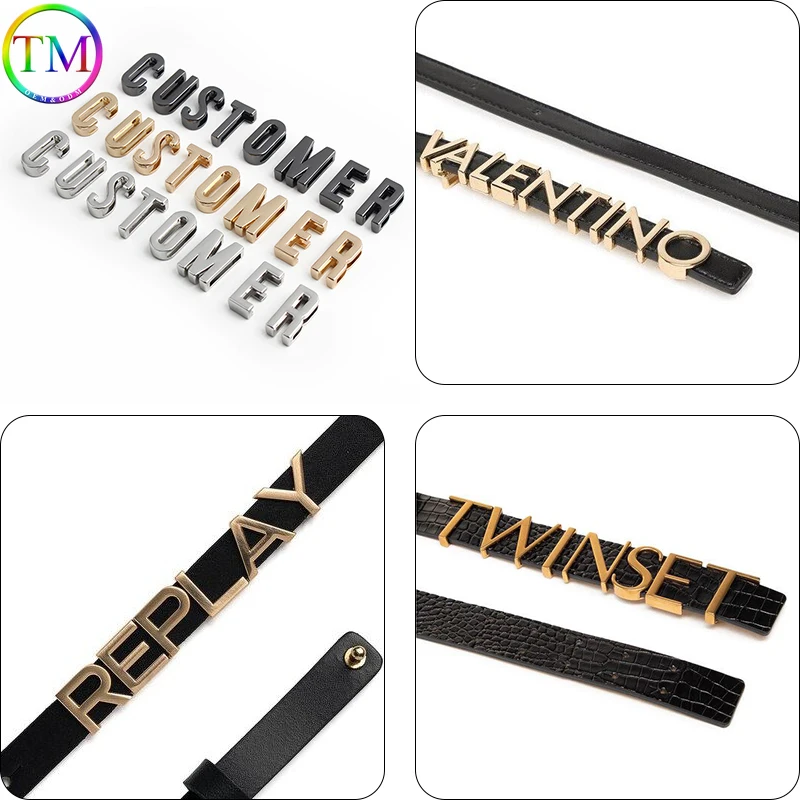 19MM Full Metal A-Z Alphabet Metal Slide Letter Bead for bag purse dog collar belt strap Custom Collar/Chokers making supplies