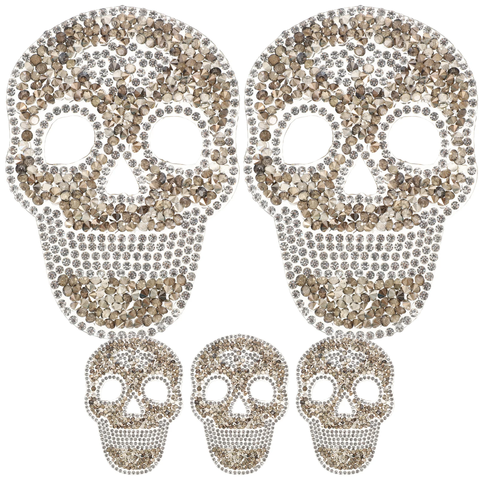 

5 Pcs Hot Drill Patch Skull Iron Has Halloween Decor Sew Sequins Embroidered Patches Rhinestone