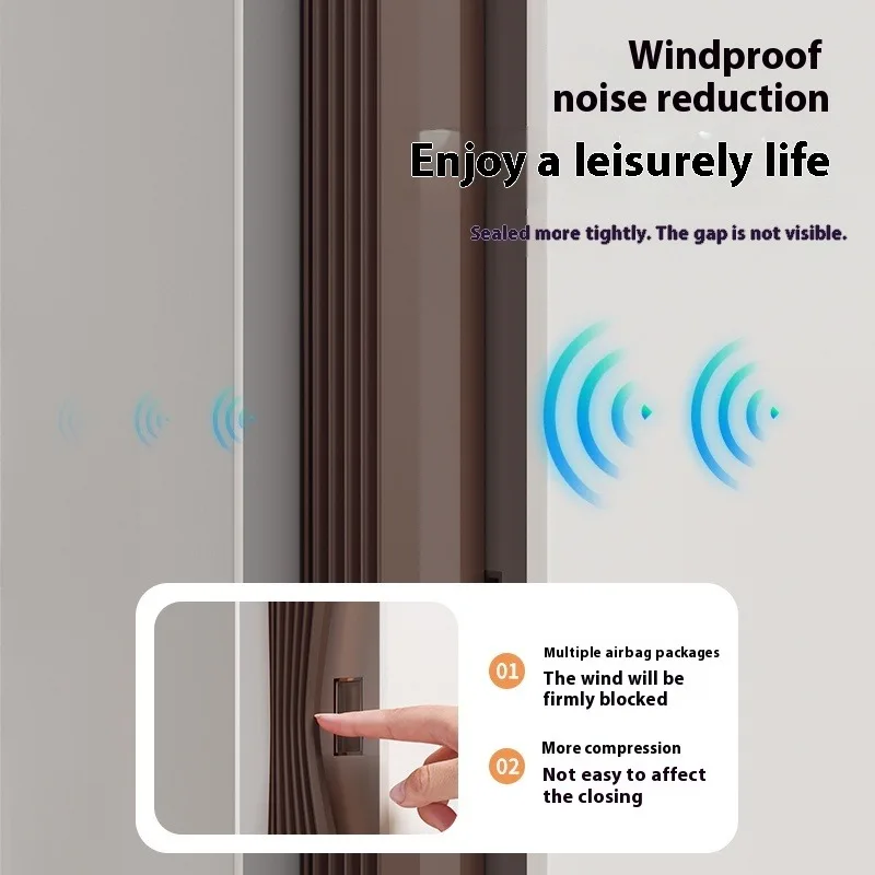 6M TPE Self-adhesive Sealing Strip Adjustable Size Insulation Soundproof Door Stop Window Gap Weather Stripping Multi-layer Seal