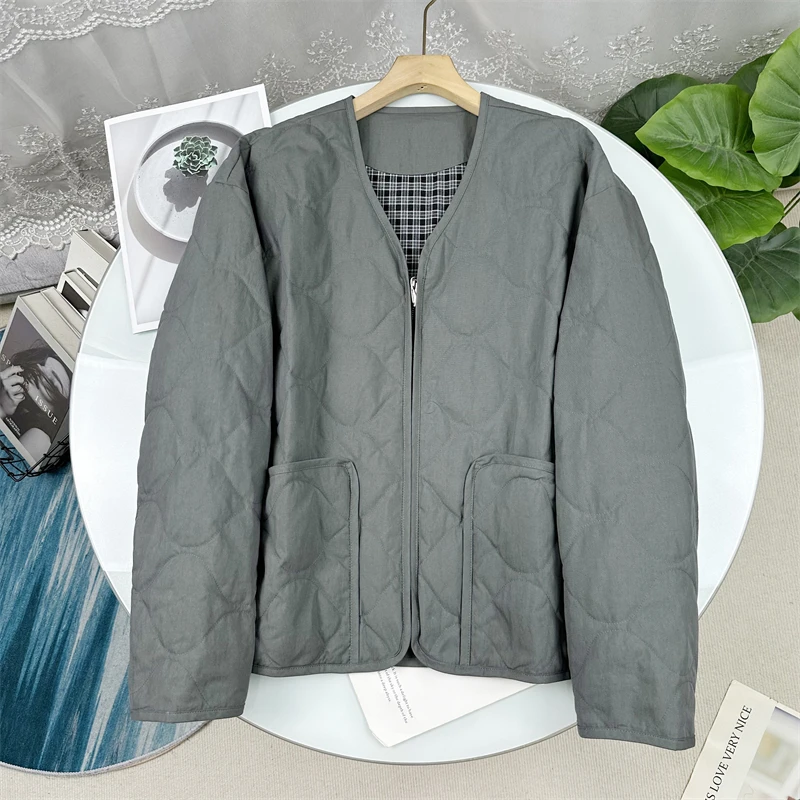 

Premium Goose down Puffer Jacket Women's Straight Cut Slim Fit Flat Weave Fabric Quilted Vintage Style Commute Fashion