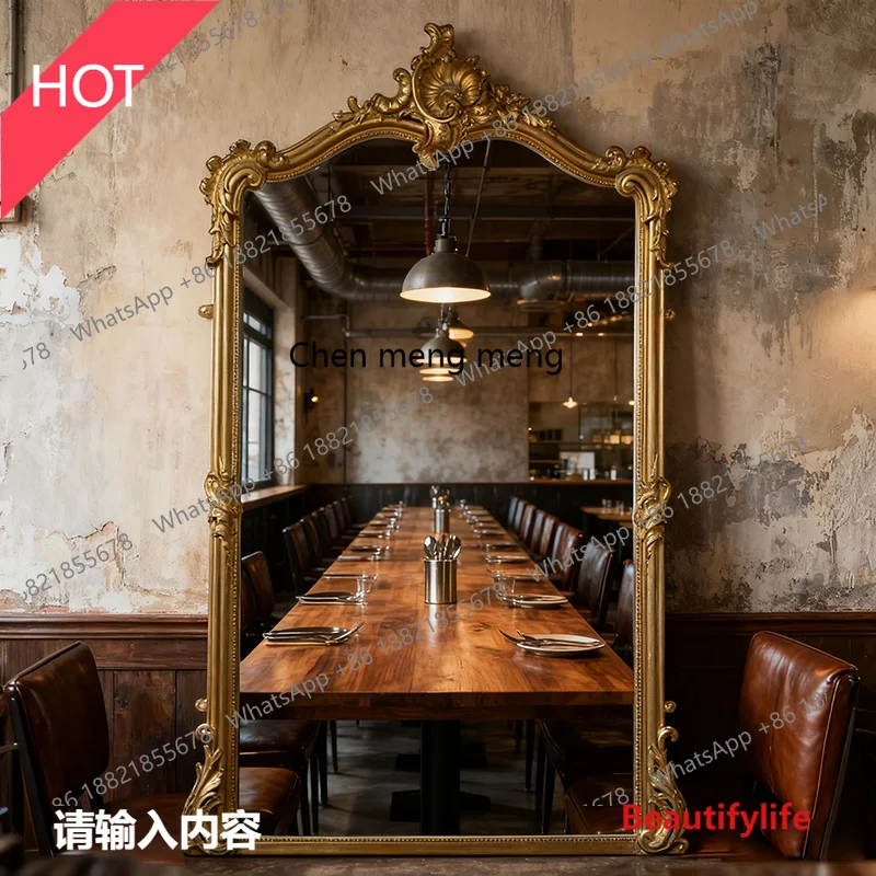 

M45 Французское ретро-зеркало, декоративное зеркало для всего тела, резная вилла, настенное туалетное зеркало от пола до потолка