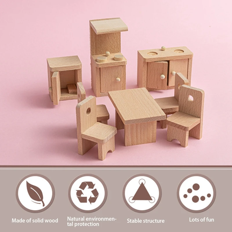 Ensemble de jouets en bois pour enfants, maison de courses délicates, meubles pour enfants, 1 ensemble