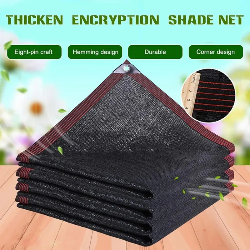 Black 10-needle Sunshade Fabric 2X3 Meters with 8 Elastic Ropes, Anti-Ultraviolet Sunshade Net, Pavilion Sunshade Canopy, Outdoo