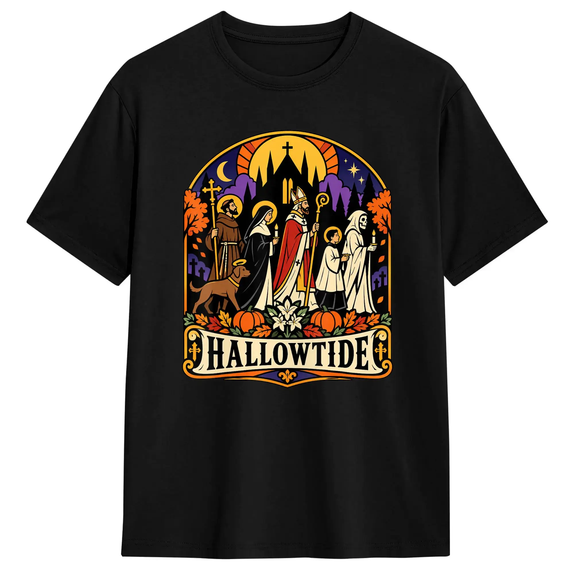Hallowtide All Saints Day Christian Catholic Hallows Eve Trendy T Shirts  100 Cotton Tshirt for Men Y2K Basic Short Sleeve Tees