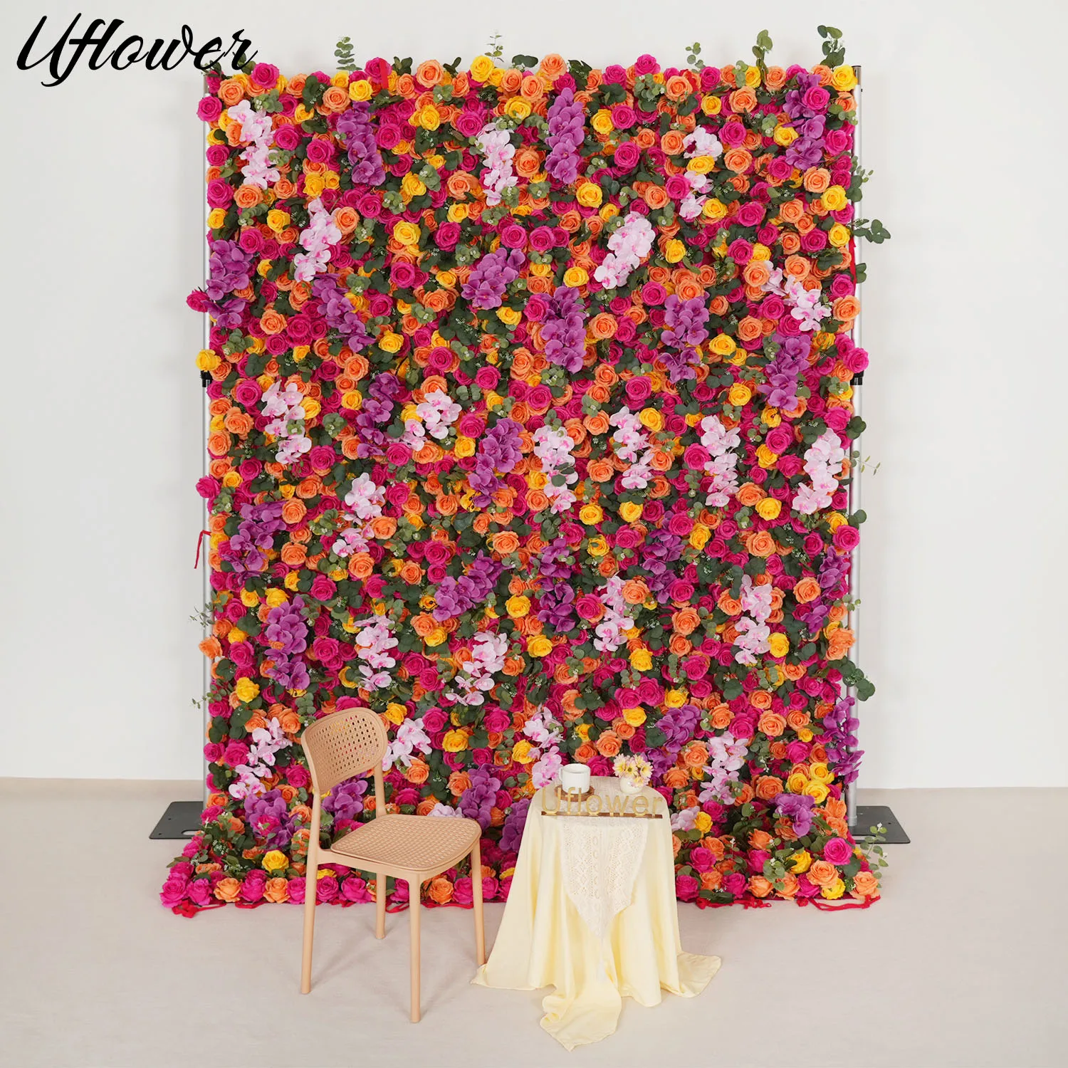 

Uflower 5D Red Rose Peony Hydrangea Flower Wall Fabric Hanging Curtain Plant Wall Event Party Wedding Backdrop Decor Cloth Base
