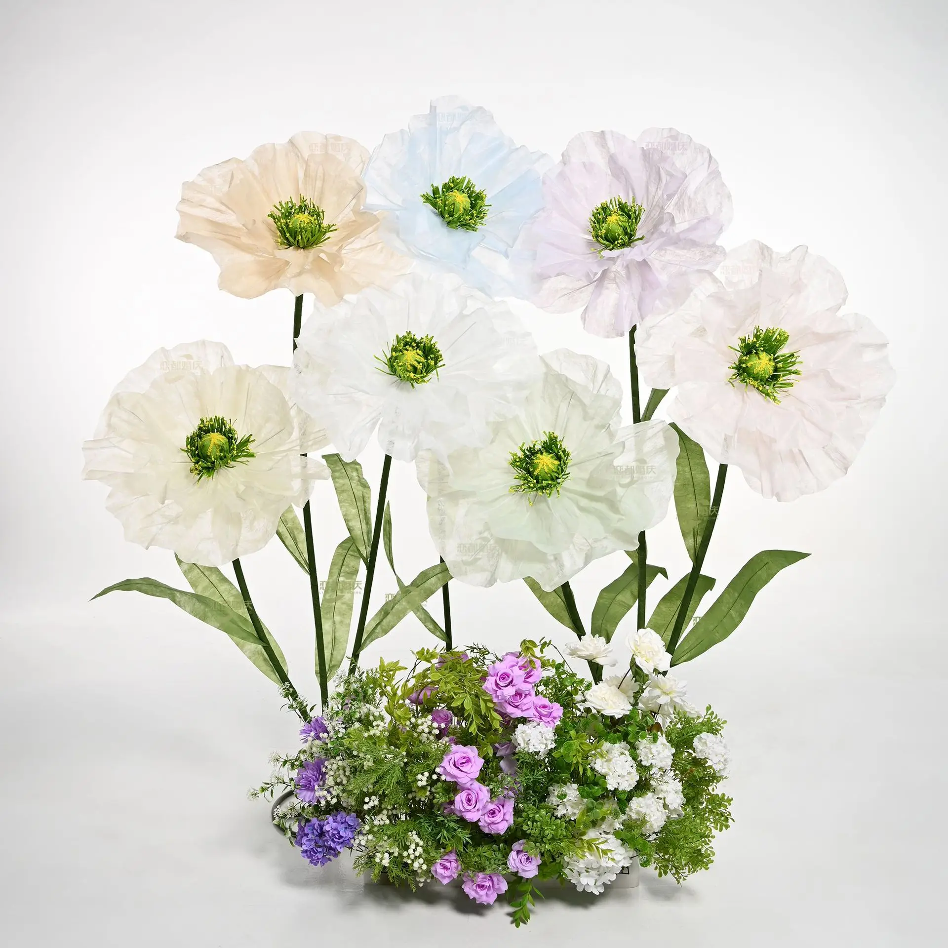 

Гигантские бумажные цветы мака для свадебного декора, оформления витрин, сада, дома, украшения для дня рождения, банкетов, с подставкой