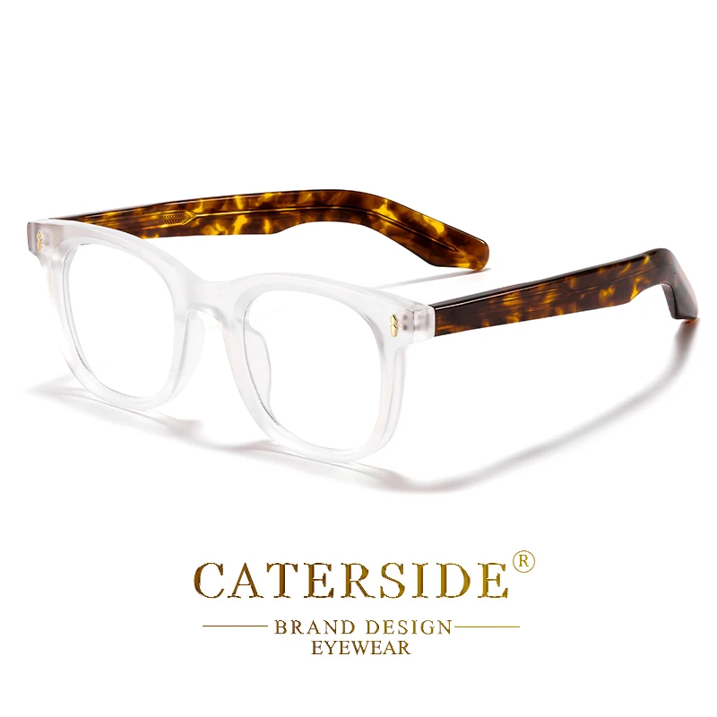 CATERSIDE الرجال النظارات المستديرة العلامة التجارية تصميم عالية الجودة Tr-90 إطار سميك خلات الأساسية إدراج الساق النساء مكافحة نظارات الضوء الأزرق
