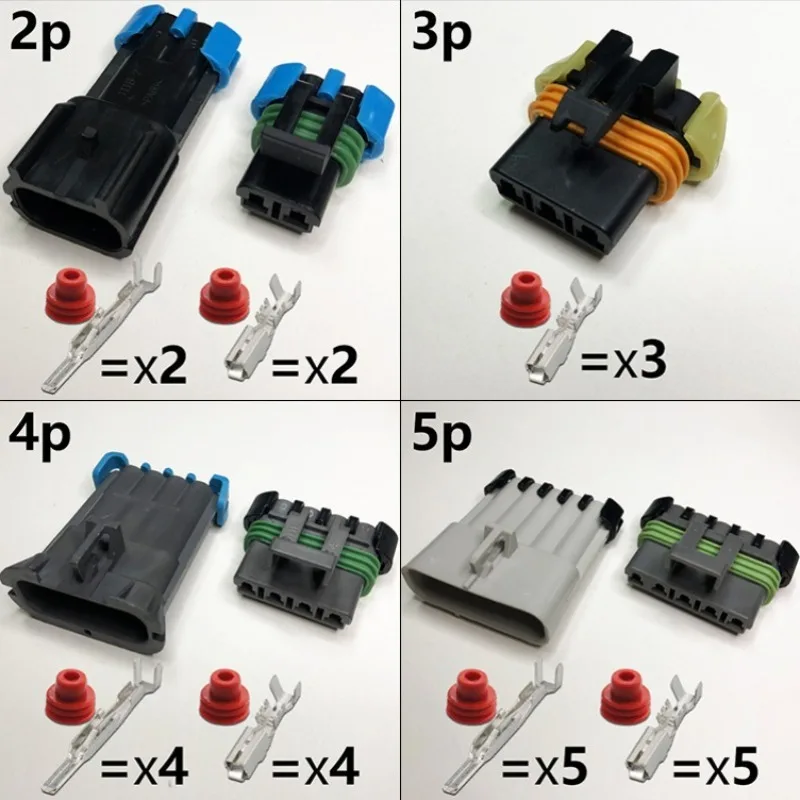 DJ7025W-2.8 Kfz-Lüfterstecker, Zwei-Loch-Kabelbaum, wasserdichter Steckverbinder, Gebläse, 4-polige Steckerscheide