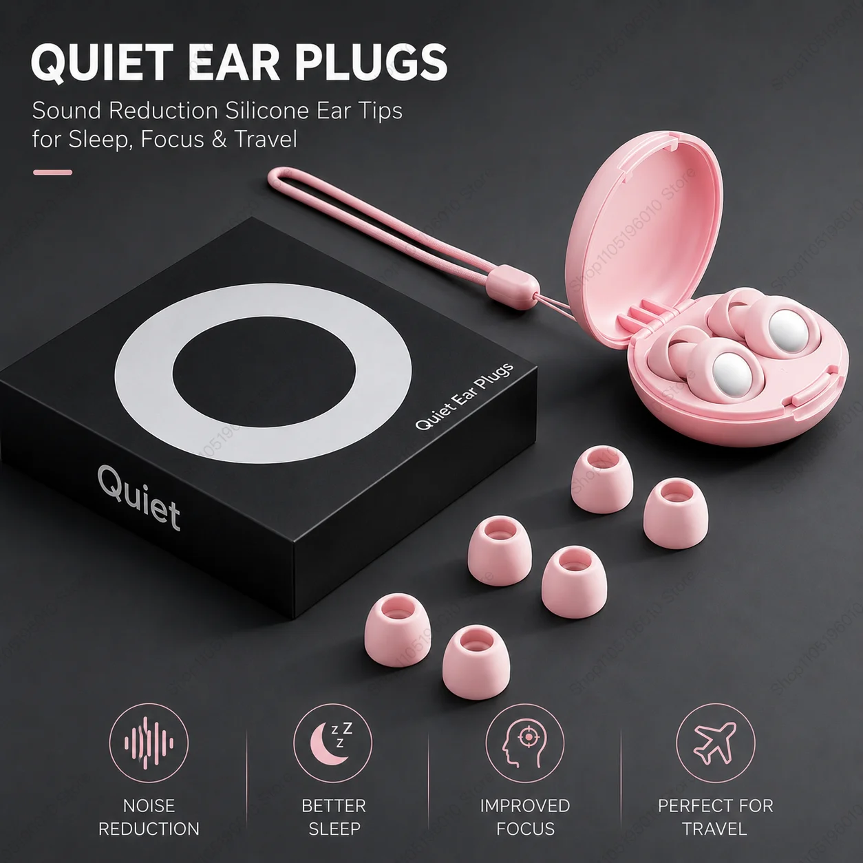 30dB Noise Cancelling Ear Plugs Reusable Silicone Sleeping Earplug with 8 Sets of Ear Tips for Noise Reduction
