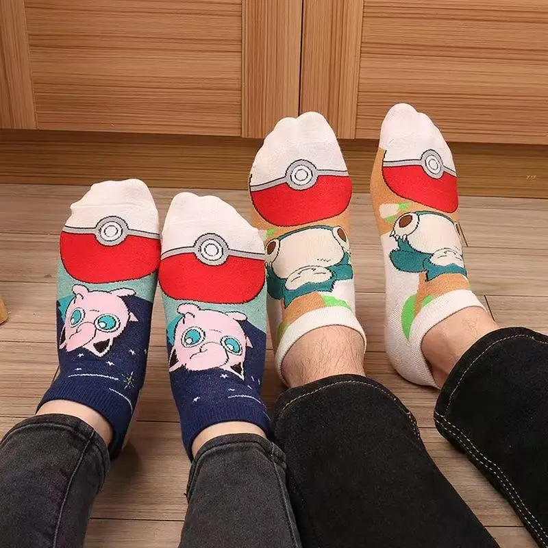 5 Paar neue, modische Pokémon-Cartoon-Baumwollsocken für Paare, bequeme und lässige Anime-Bootssocken – Detail 5