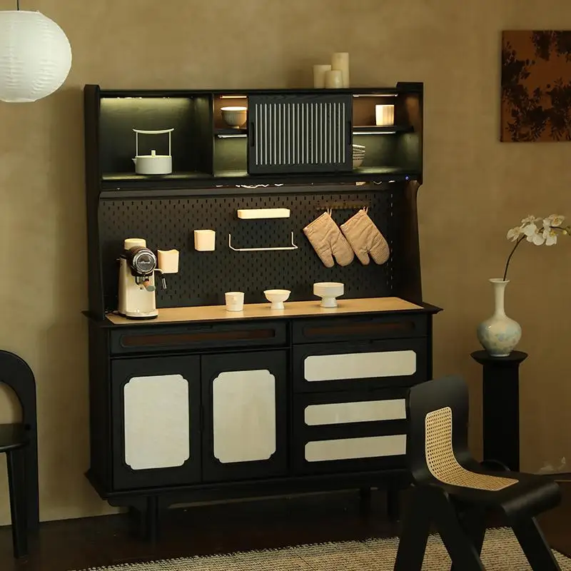 

Song-style medieval solid wood dining side cabinet, ash wood rock slab tea cabinet, living room locker, storage cabinet