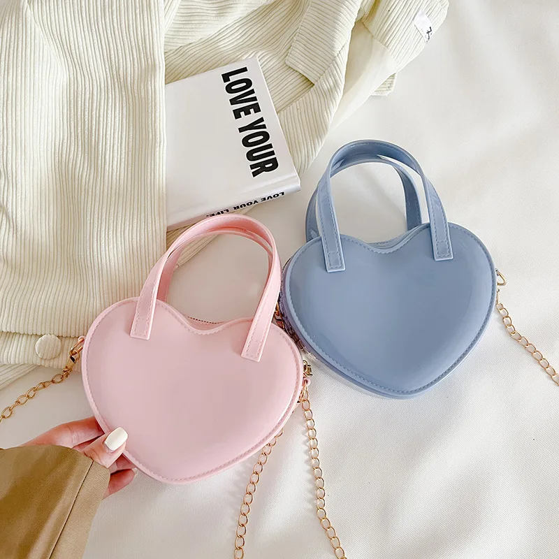 Jelly Pvc Heart Shaped Chain Shoulder Bag for Women Cute Small Purses and Handbags Girls Crossbody Bag Female Party Clutch Bag