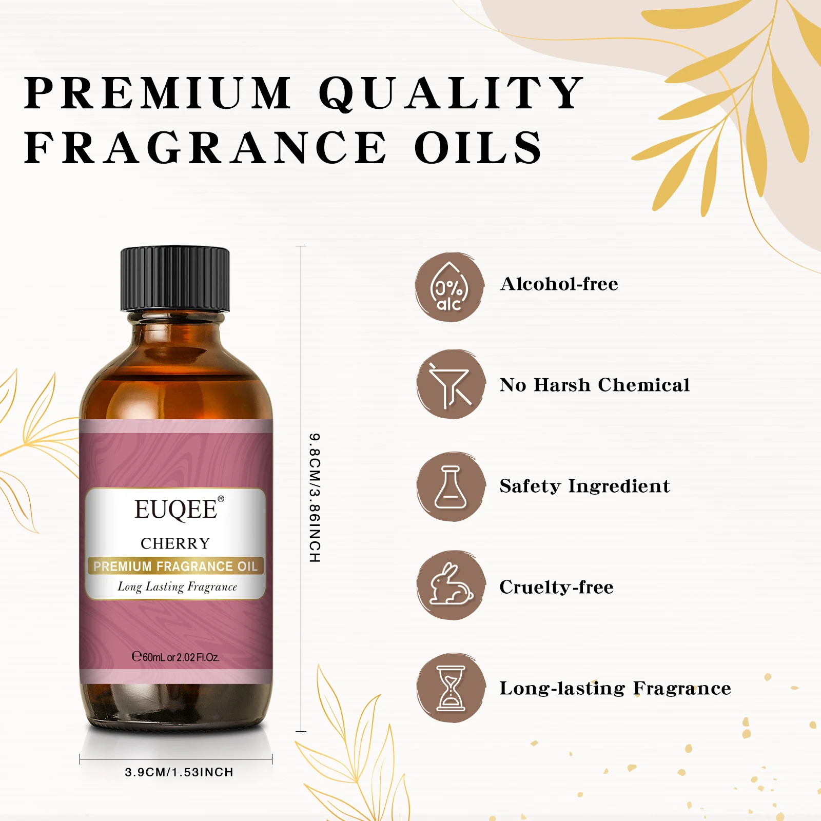 EUQEE 60ML Furity Fragrance Oils With Dropper For Aromatherapy,Diffusers,Humidifiers Cherry Strawberry Lemon Sweet Aroma Oil