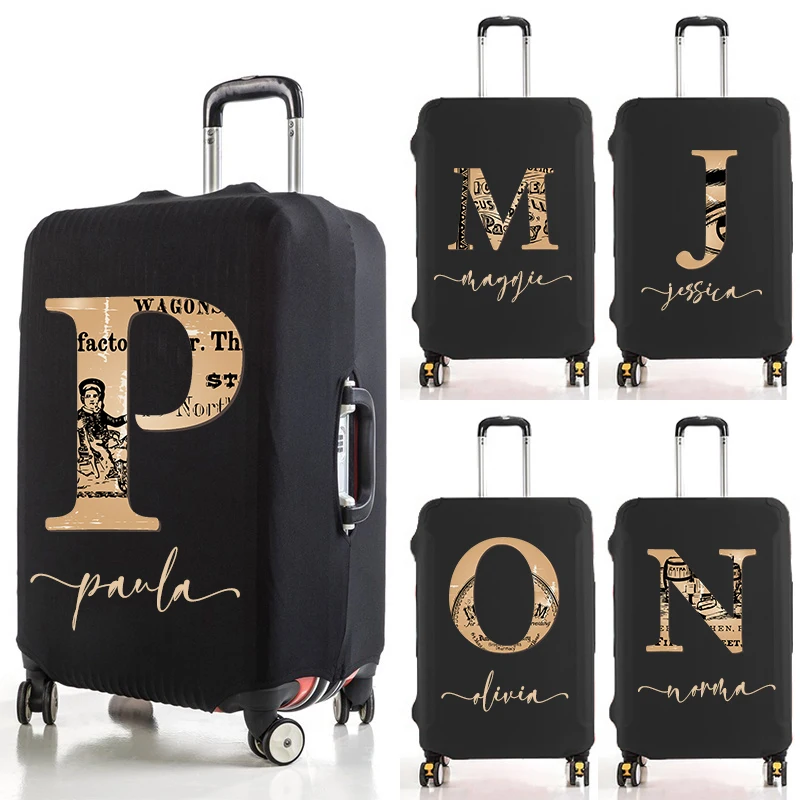 Customized Brown Color Letter Luggage Cover Protective Cover Dust-proof Thicker Elastic Apply To ''18-32'' Travel Accessories