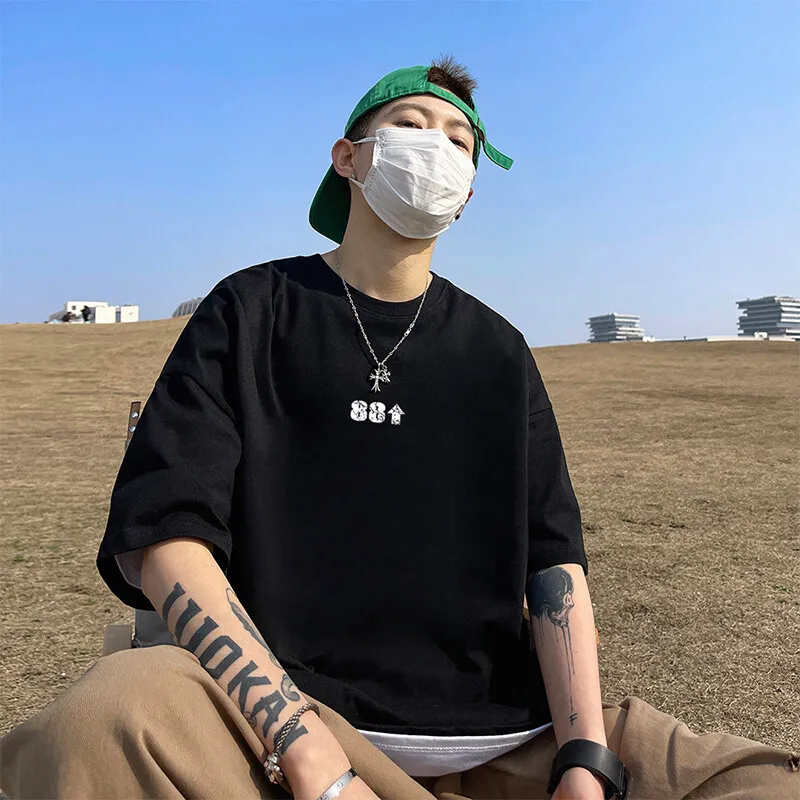 

Мужские хлопковые футболки большого размера, мужская футболка 5XL, повседневная летняя одежда, модные белые футболки с буквенным цветочным принтом для мужской одежды