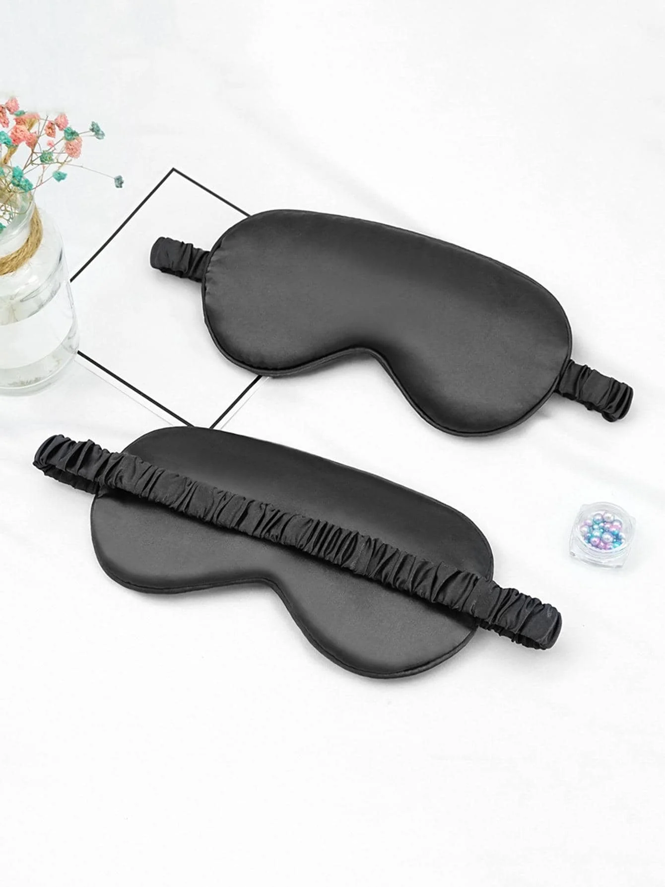 1PC-Double-Sided Artificial Silk Eye Mask Eye Shield Breathable Silk Eye Mask Bag Elastic Lunch Break Sleep Shading