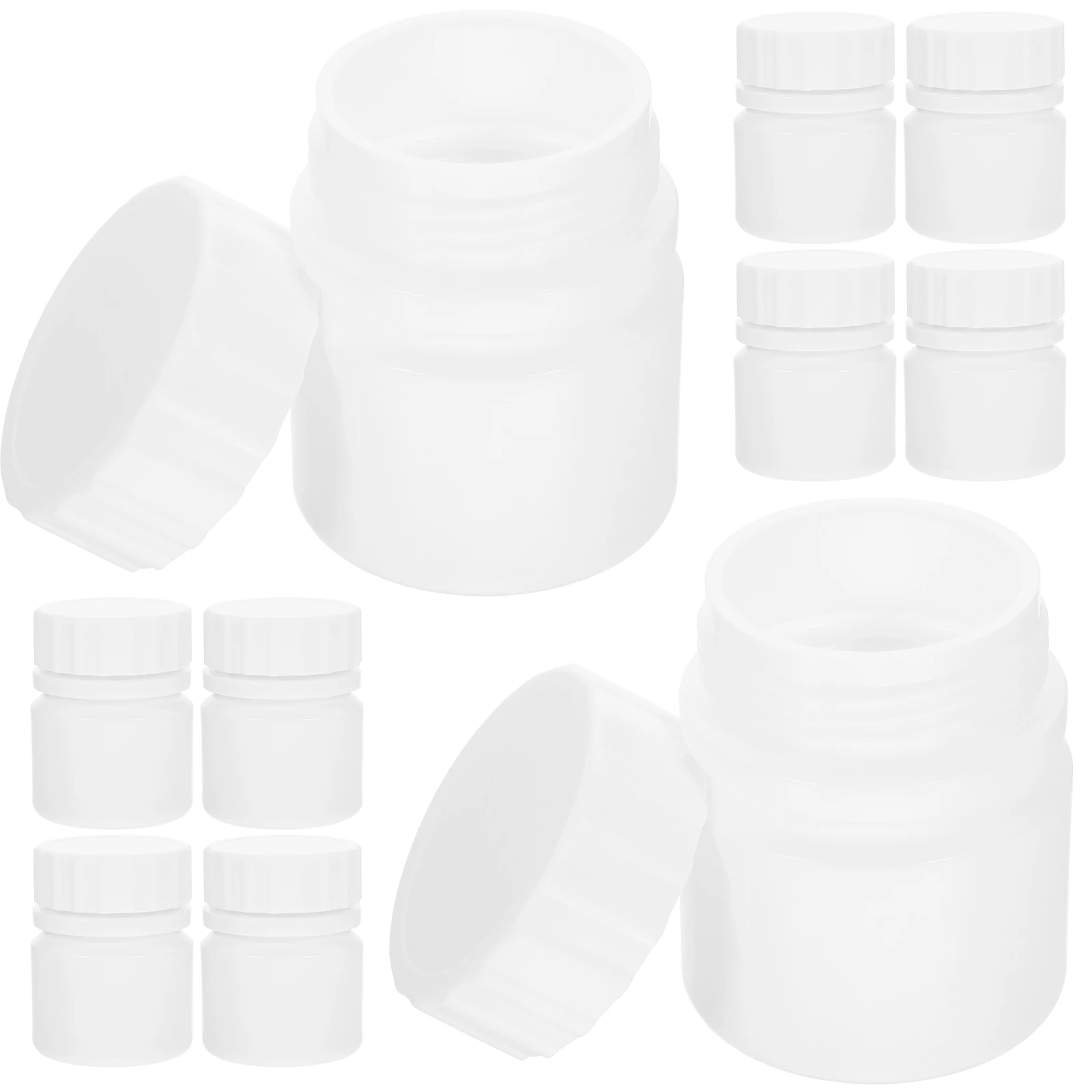 

12pcs HDPE Solid Bottles 30ml Small Medicine Capsules Storage Pill Bottles Empty White Travel Sealing Container Mini Box