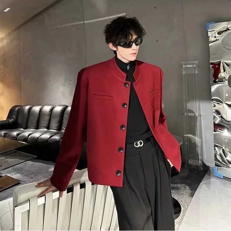 

Slim Fit Stand Collar Male Blazer High Quality Coat Classic Handsome Fashionable Menswear Gentleman New in Men's Suit Jackets