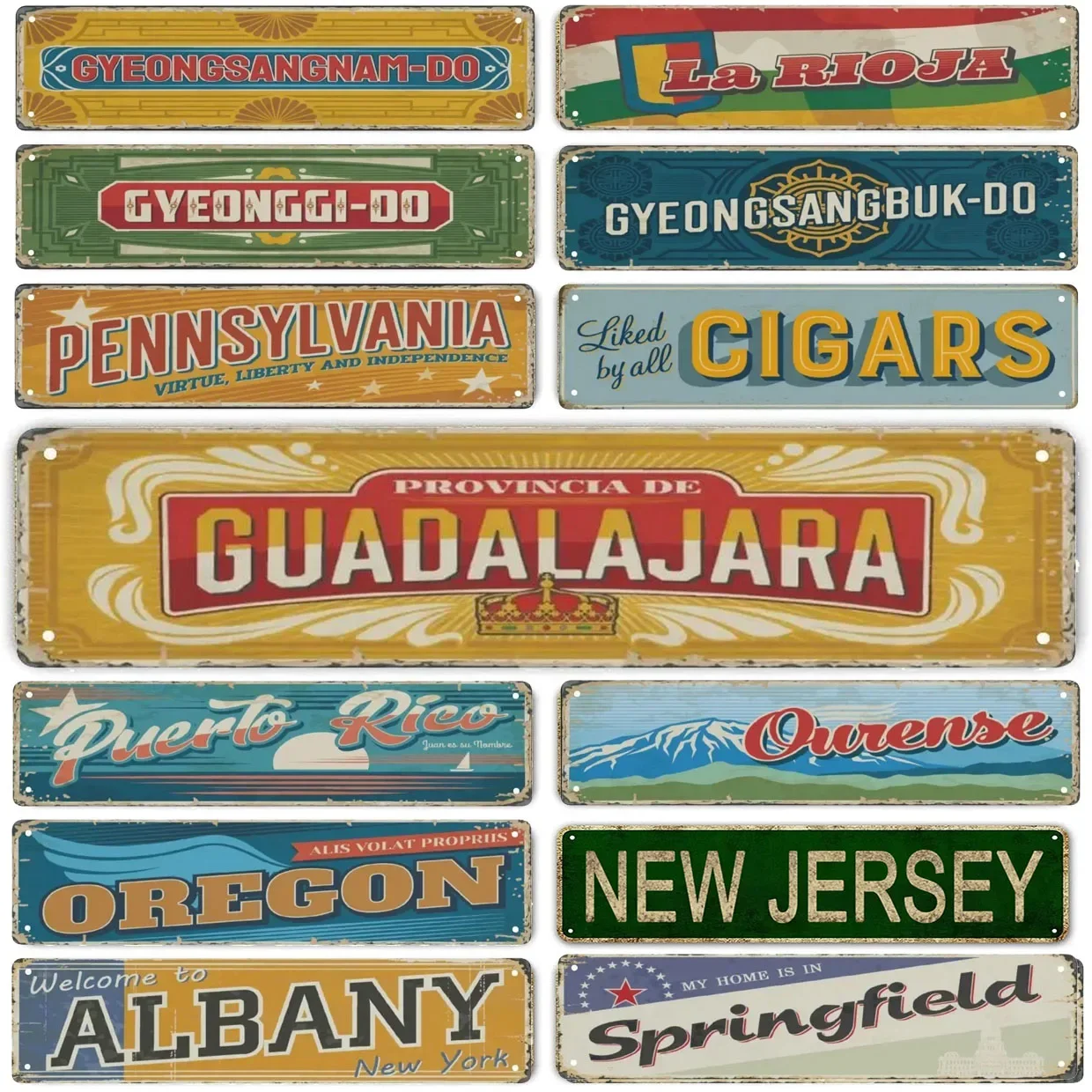 Decor American States Vintage Metal Tin Signs Funny Street Metal Signs Country Road Sign for Home Wall Cafe Bar Man Cave Outdoor