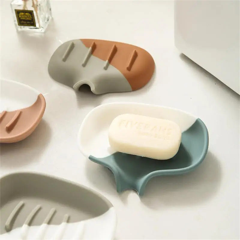 Bathroom Soap Dish Bath Storage Box Drain Tray Holder Soaps Holder For Bathroom Toilet Kitchen Rack Cases Supplies Gadgets 1pcs