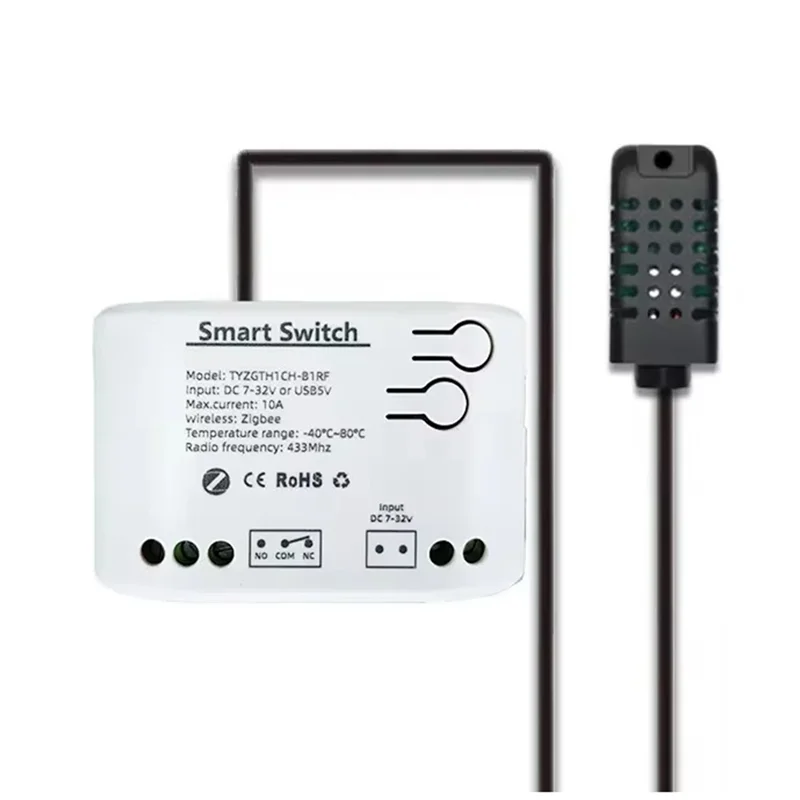 

B47C Tuya Zigbee 1 Gang Smart Switch With Temperature Humidity Sensor,Tuya Smart Life APP,Passive Dry Contact Relay