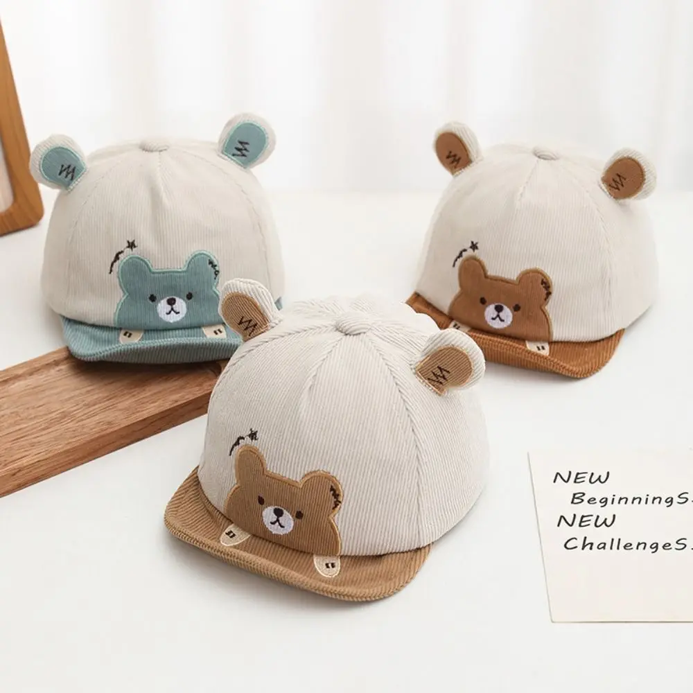 

Sweet Cotton Infant Bucket Hat Wide Brim Cartoon Bear Baby Sunhat Kawaii Sunscreen Newborn Flat Cap Toddle