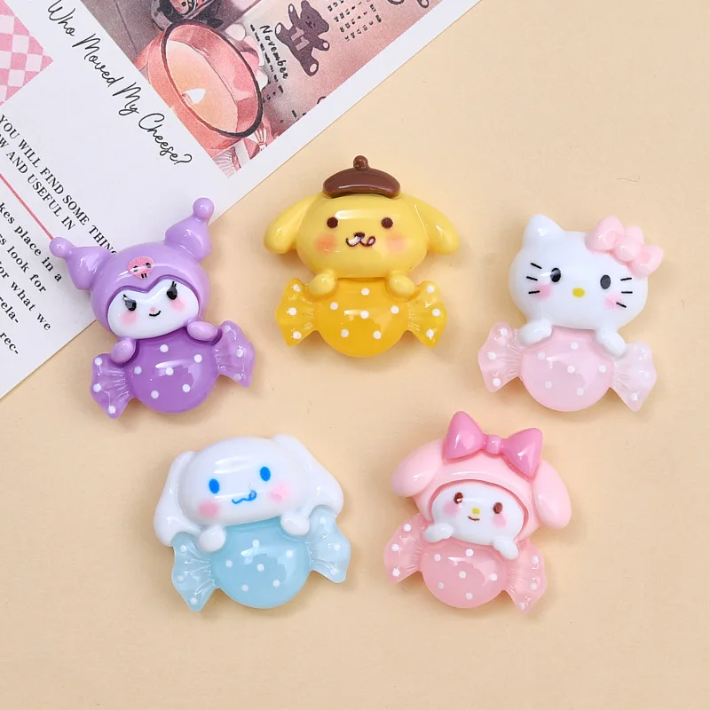 

100pcs Kawaii Flatback Resin Cartoon Sanrio Kulomi Melody Series Luminous Candy DIY for Scrapbook Phone Case Headwear Earrings