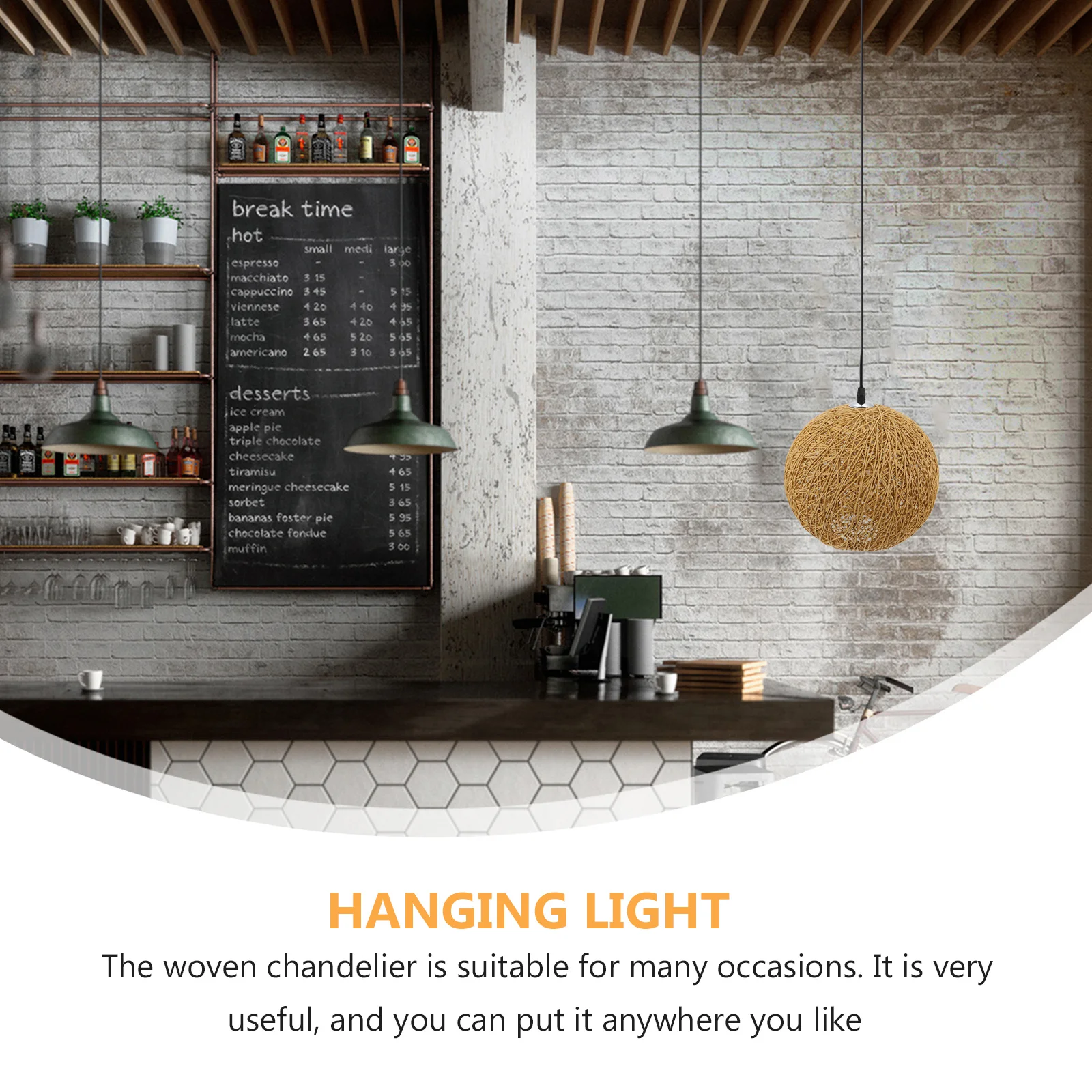 

1Pcs Handwoven Rattan Art Lampshade for Restaurant Ceiling Decoration Warm Lighting Fixture Suitable Hallway Kitchen Fashion