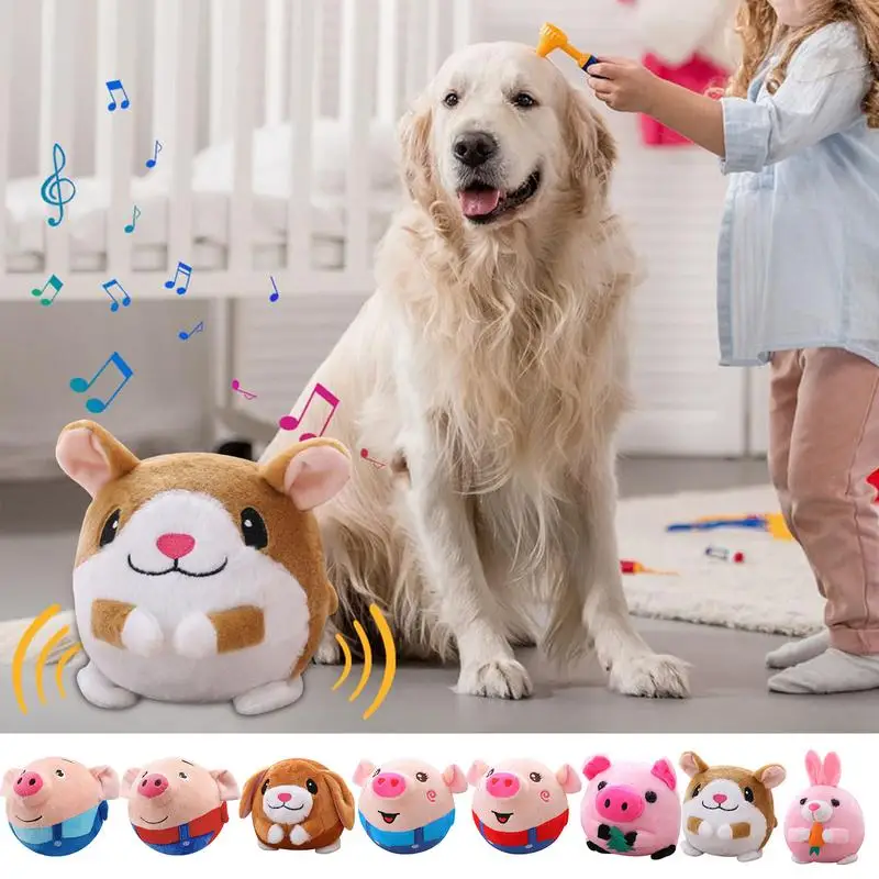 Juguete electrónico para perro, pelota de salto de rebote, lavable, dibujos animados, interactivo, muñeco de peluche