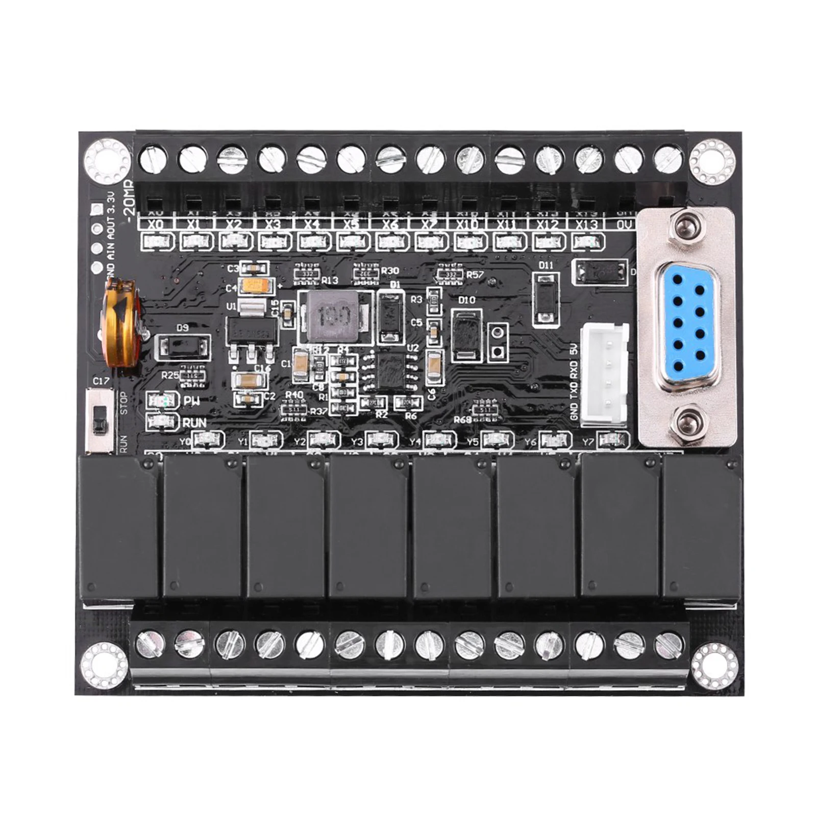 FX1N-20MR PLC Industrial Control Board 1AD+1DA 12 IN 8 OUT Relay Delay Module With Shell Programming Cable relay Output DC10-28V
